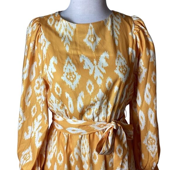 Anthropologie Flying Tomato Photo Finish Woven Mini Dress Women’s Small Mustard/ - Picture 3 of 9